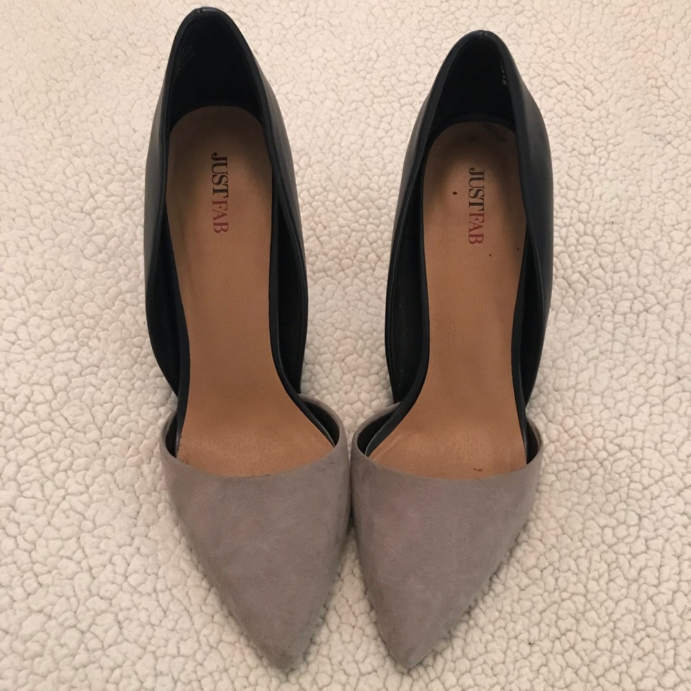 Navy and gray heels. Size 10